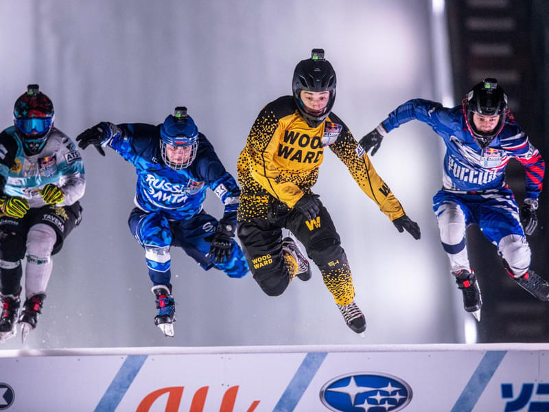 Johanny Velasquez of the United States, Leon Stecenko of Russia, Linus Ollikainen of Finland and Egor Tutarikov of Russia compete during the Junior Competition at the ATSX 1000